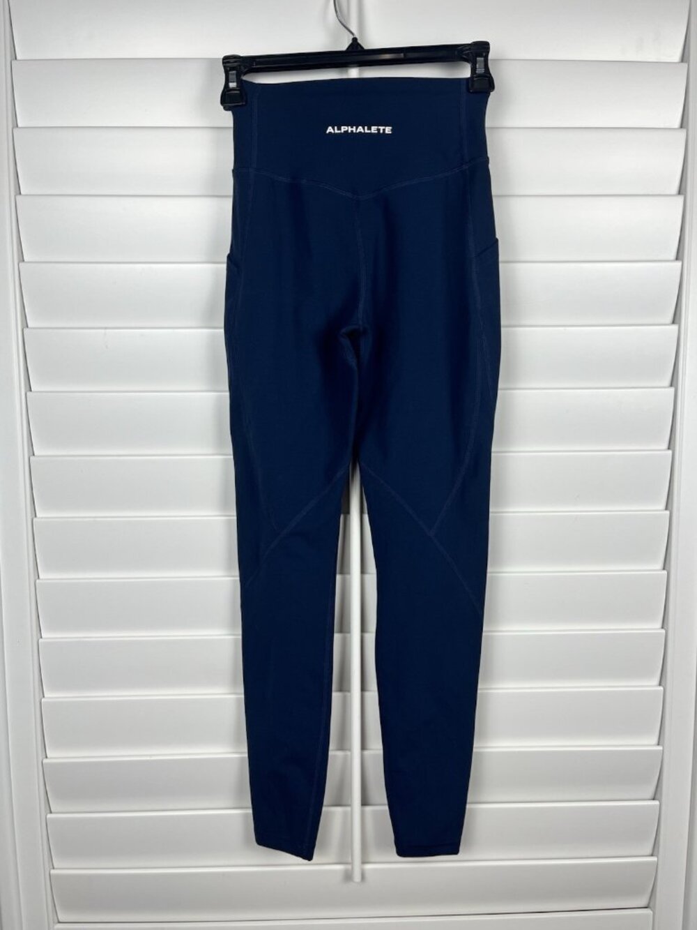 Alphalete Navy Blue High Rise Compression Leggings XS Side Pockets